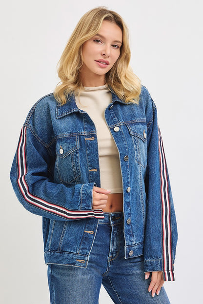 Risen Oversized Side Strap Denim Jacket, back view