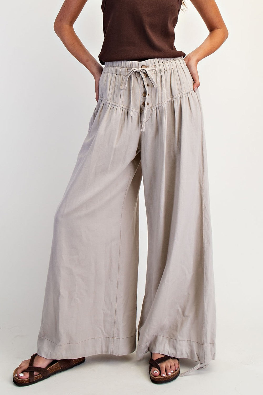 Linen Blend Pleat Detail Pant *FINAL SALE*