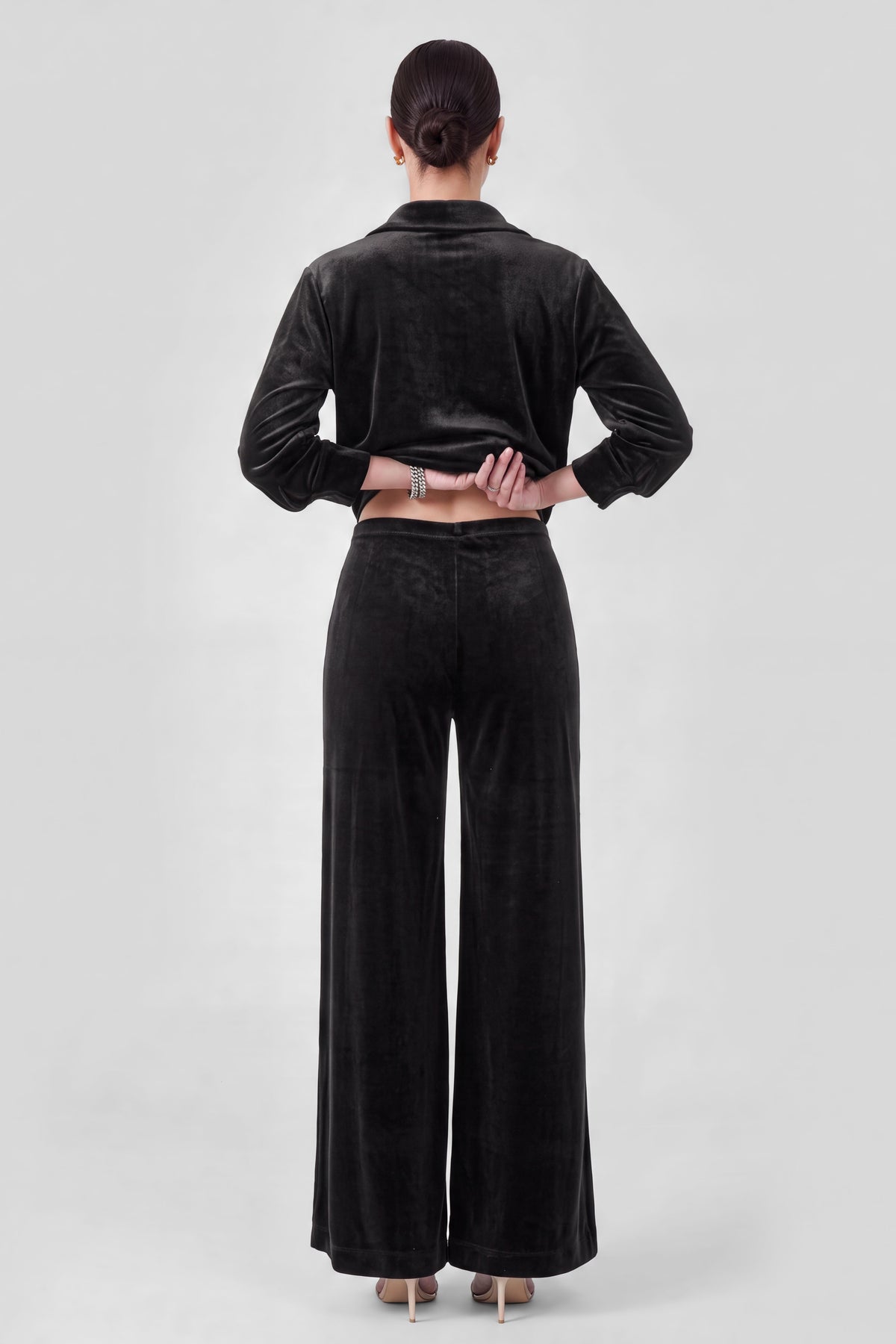 Current Air Velvet High Rise Wide Leg Pants in Black