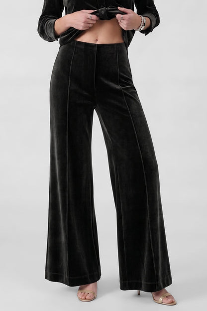 Current Air Velvet High Rise Wide Leg Pants in Black