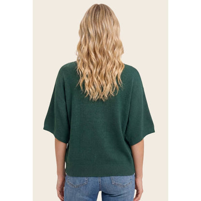 Staccato Elbow Sleeve Dolman Sweater in Forest, back view