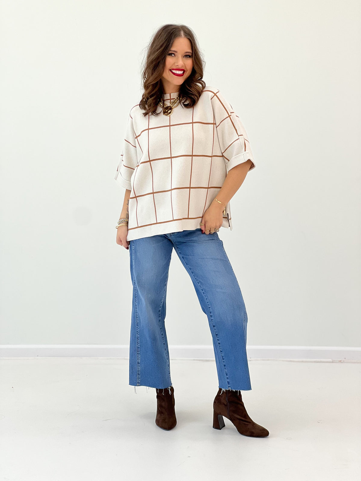 Jodifl Mock Neck Cuffed SS Sweater Top