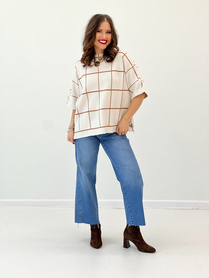 Jodifl Mock Neck Cuffed SS Sweater Top