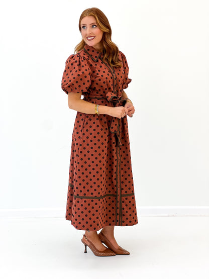 Jodifl Polka Dot Puff Sleeve Midi Dress