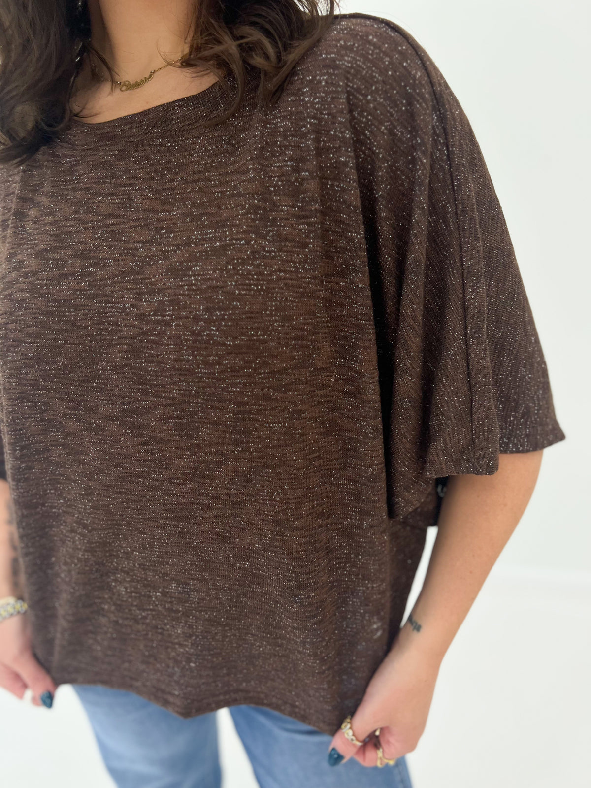 Glam Boat Neck Wide Dolman Sleeve Top