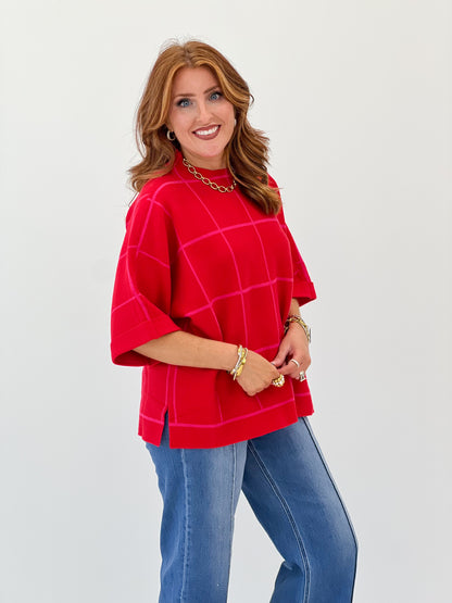 Jodifl Mock Neck Cuffed SS Sweater Top