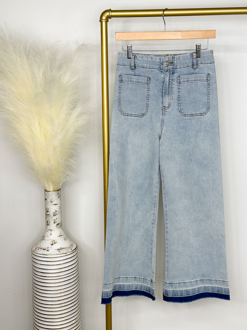 Denim Mineral Washed Cropped Pants