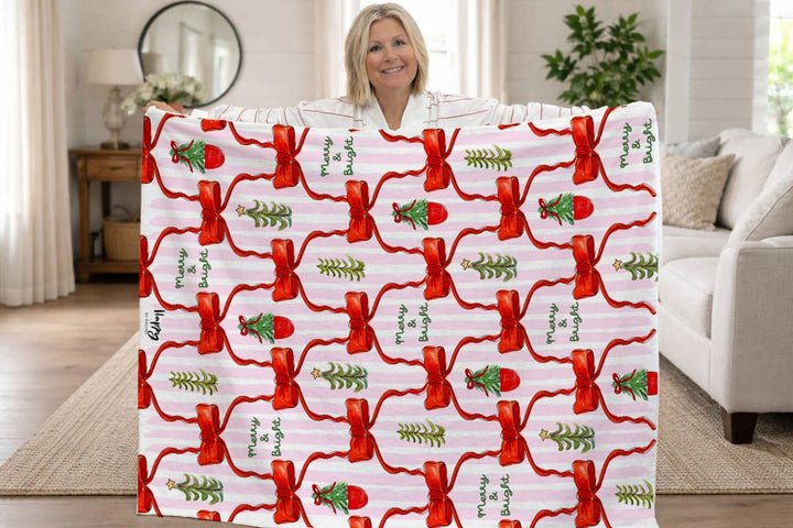Happy by Rachel Merry And Bright Fleece Blanket