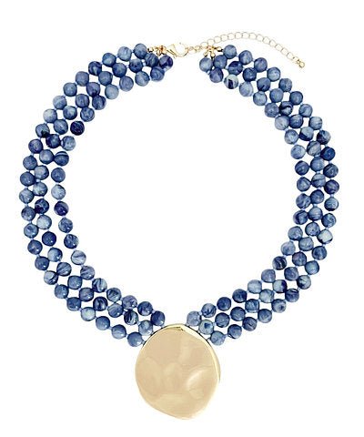 Three-tier beaded necklace with a drop charm