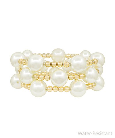 3 Row 14mm & 5mm Pearl Mix Bracelet - Lavish Boutique09-JEWELRY