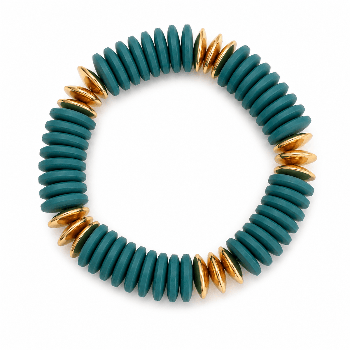 Three-strand bracelet of turquoise wood beads