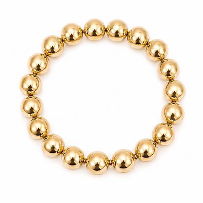 Turquoise beaded bracelet with gold-tone metal beads