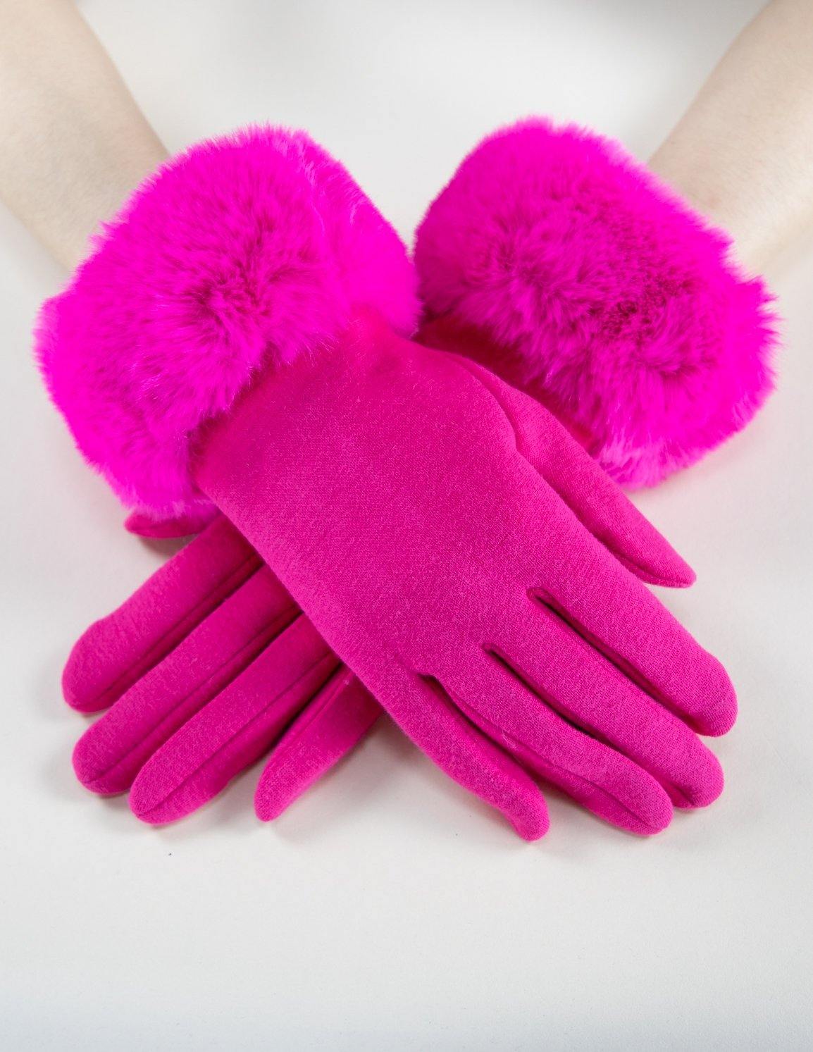 Original USA Faux Fur Cuff Touch Screen Gloves
