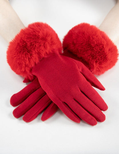 Original USA Faux Fur Cuff Touch Screen Gloves