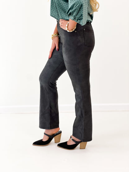 Gigio Faux Suede Bootcut Cropped Pants