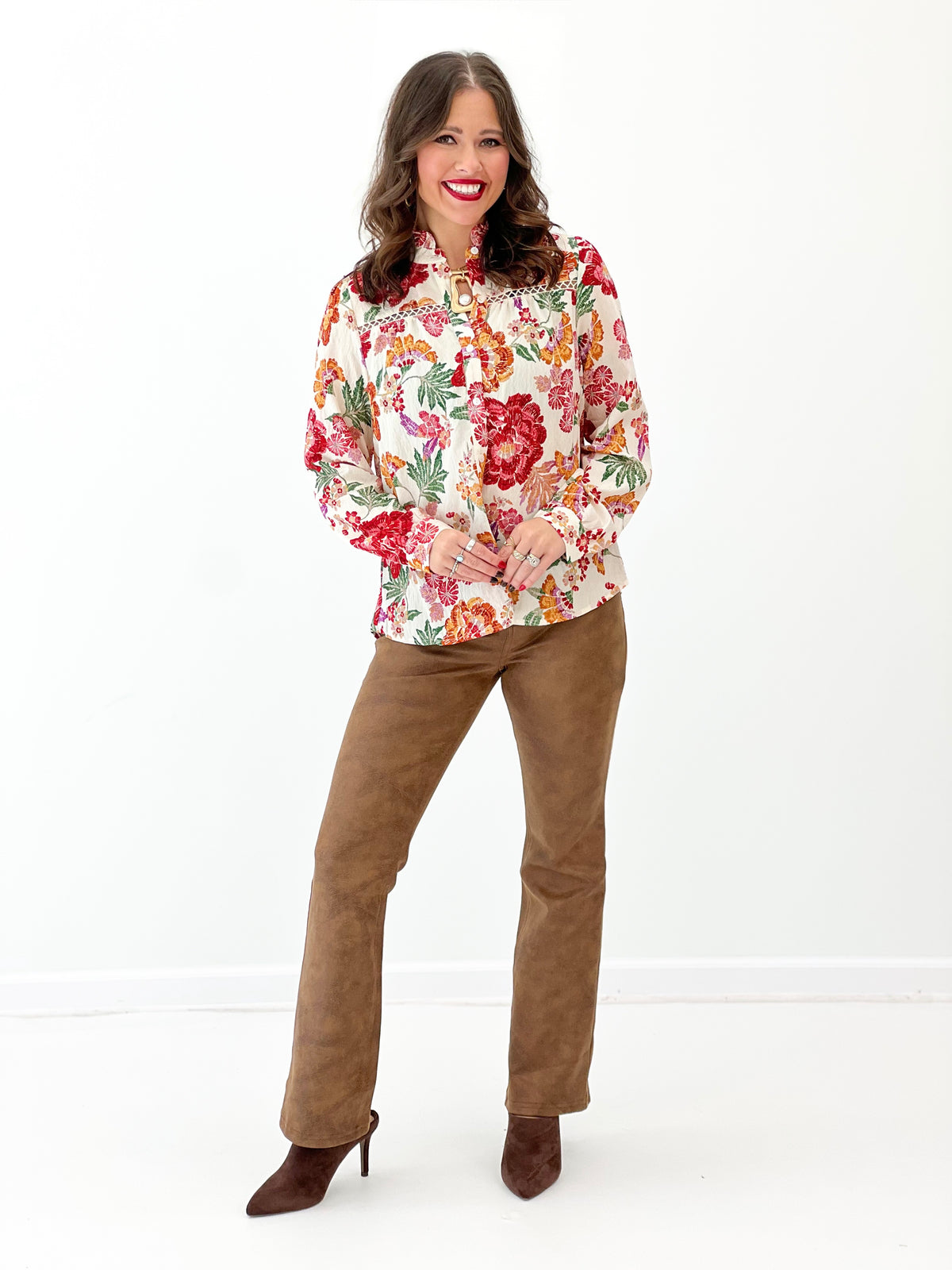 Fate Lace Trimmed Stand Collar Blouse