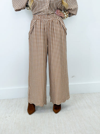Umgee Checkered Wide Leg Pant