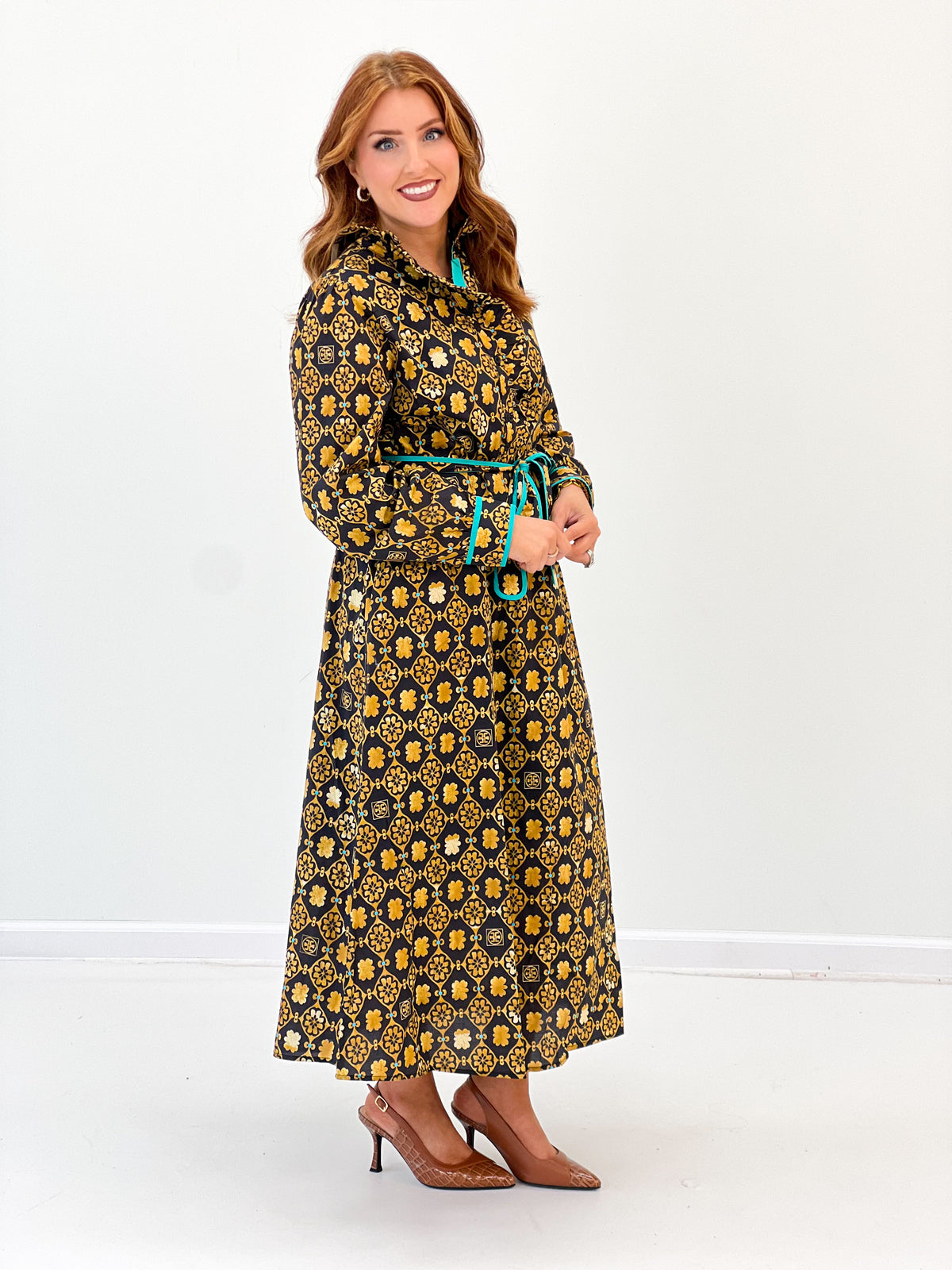 Jodifl Geo Floral Button Up Midi Dress