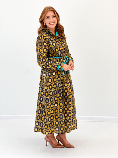 Jodifl Geo Floral Button Up Midi Dress
