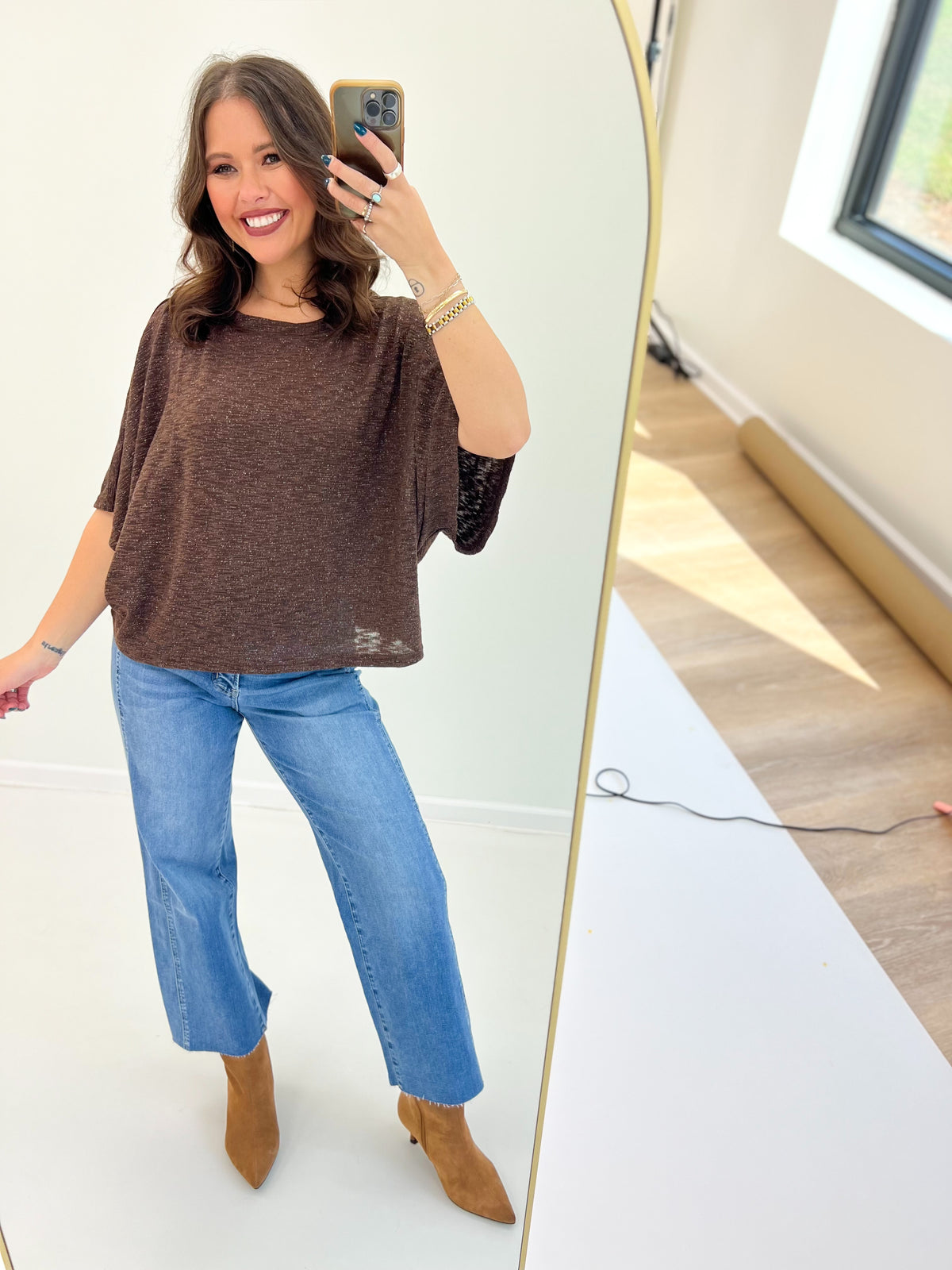 Glam Boat Neck Wide Dolman Sleeve Top