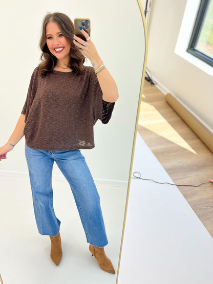 Glam Boat Neck Wide Dolman Sleeve Top