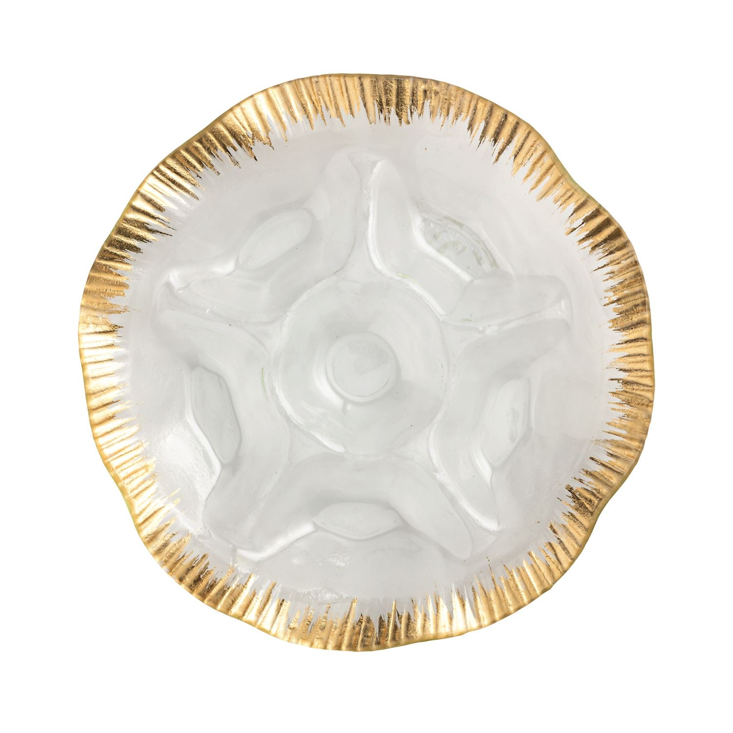 Gold Glass Divided Platter, Clear and Gold