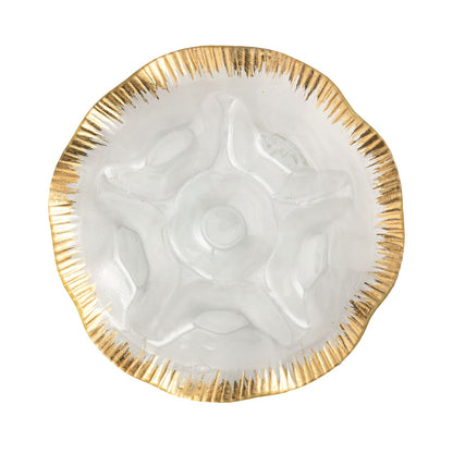 Gold Glass Divided Platter, Clear and Gold
