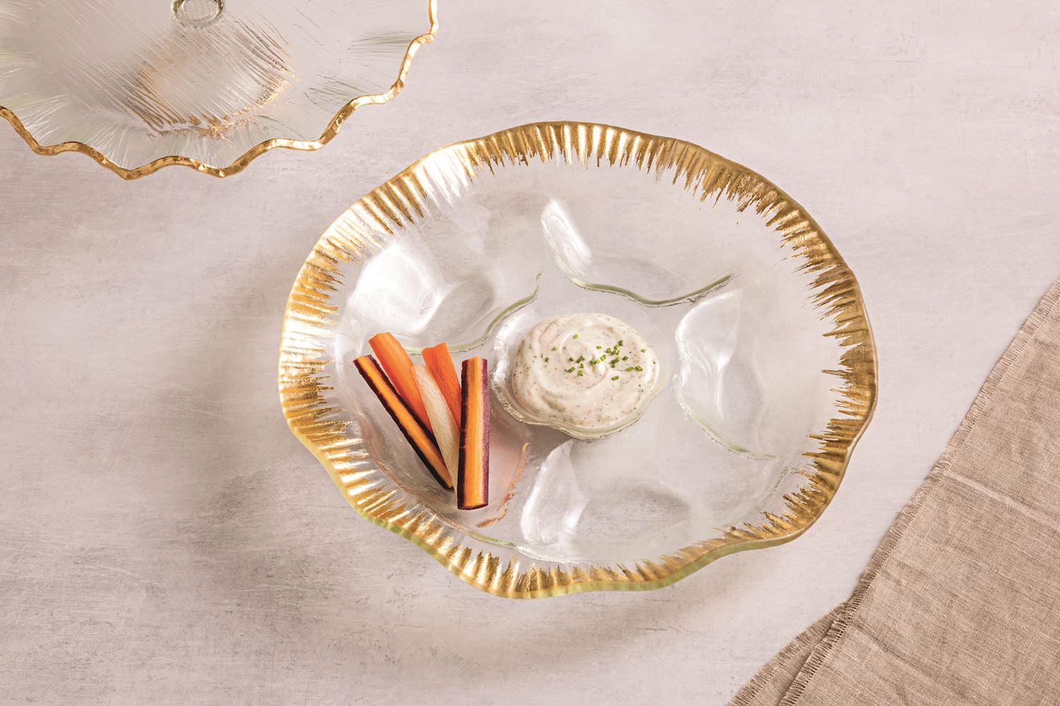 Gold Glass Divided Platter, Clear and Gold