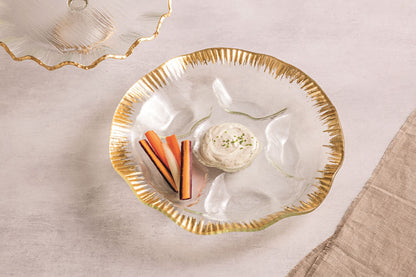 Gold Glass Divided Platter, Clear and Gold