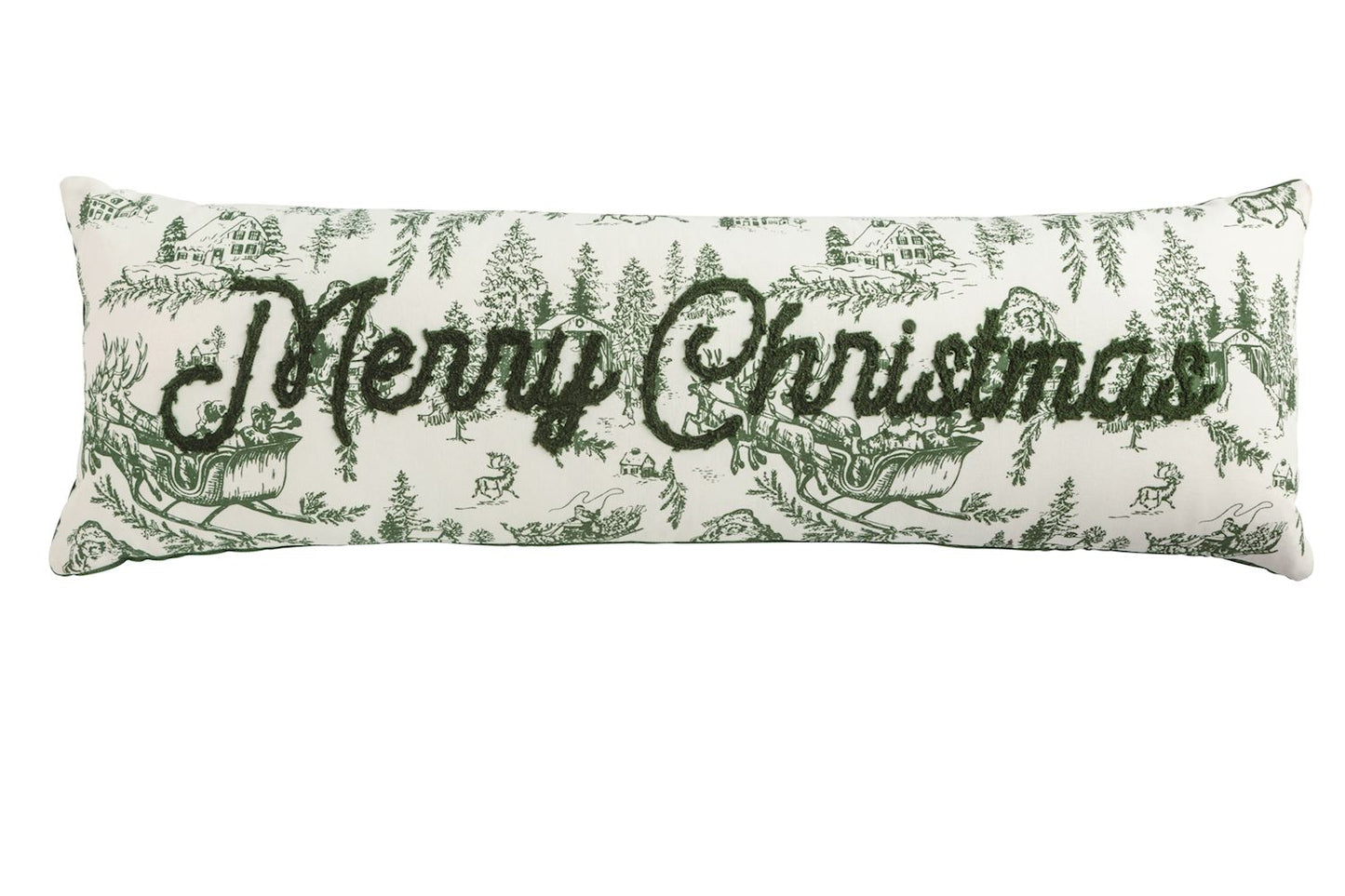 MudPie Merry Christmas Toile Long Pillow
