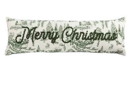 MudPie Merry Christmas Toile Long Pillow