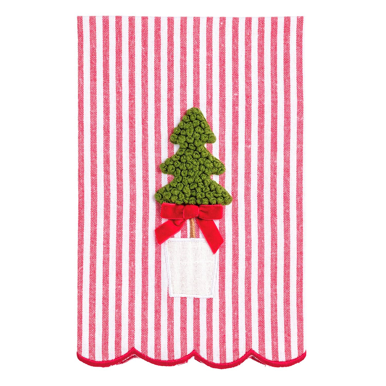 MudPie Stripe Tree Topiary Towel