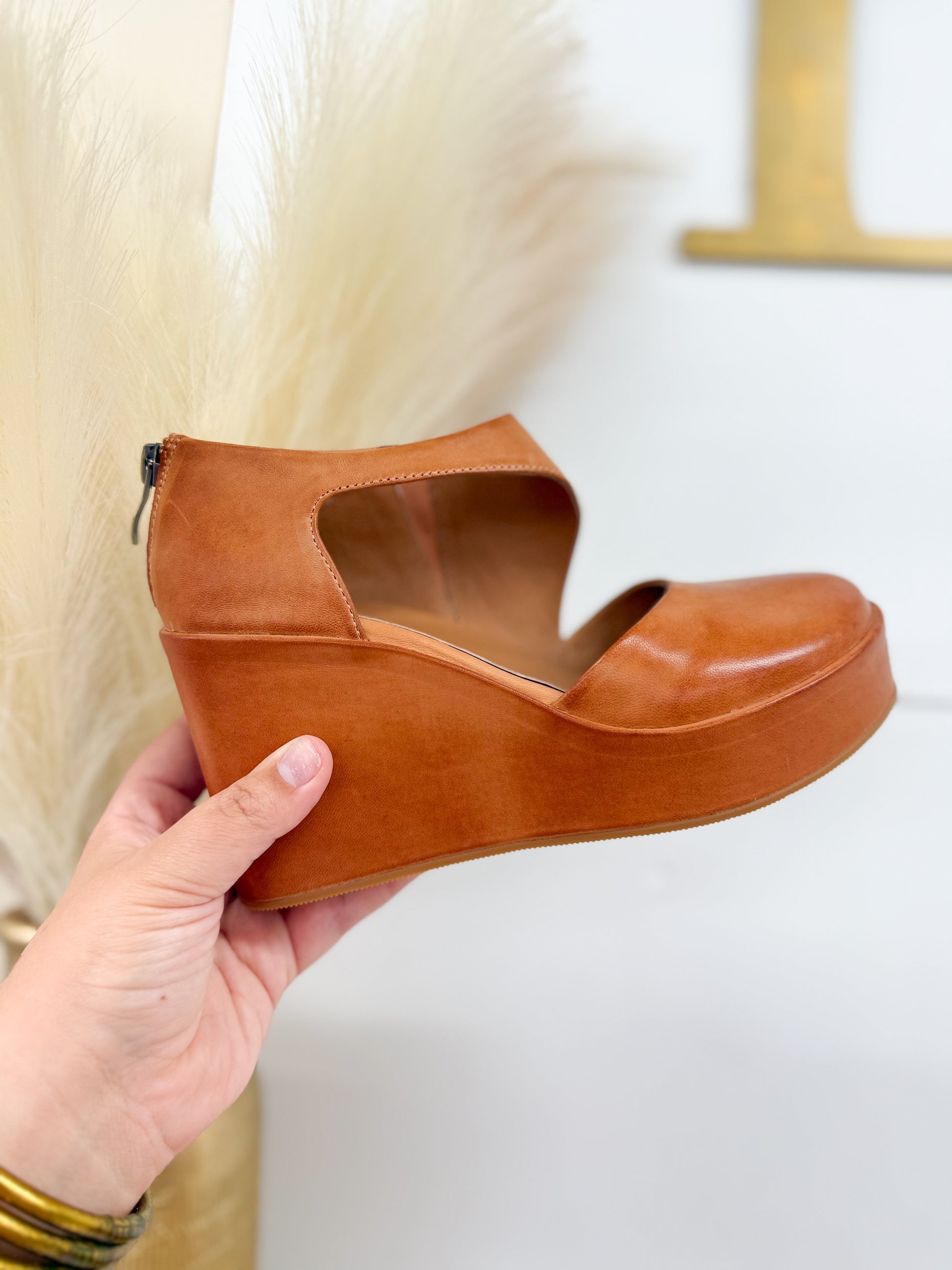 Antelope True Leather Cut Out Platform Wedge