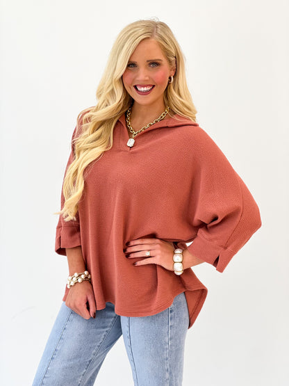 Tres Bien 1/2 Sleeve Collared Top