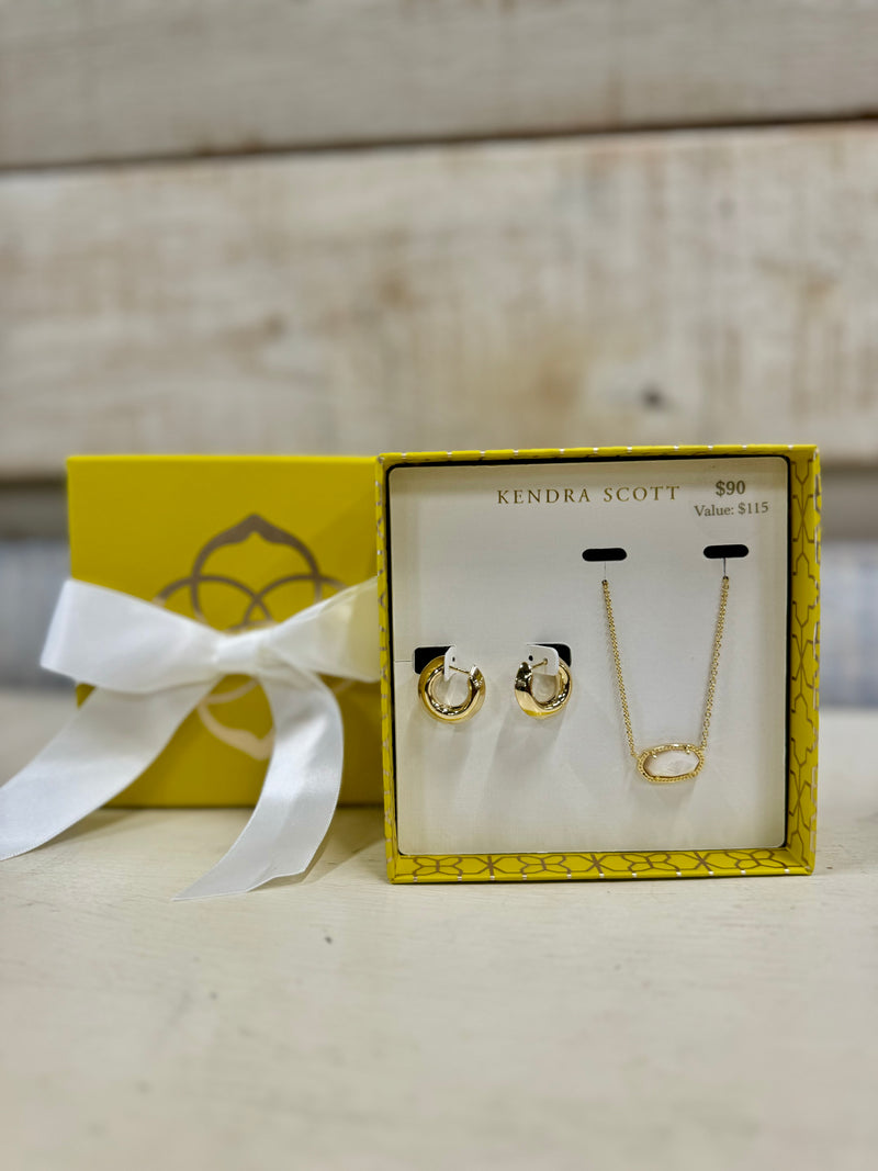 Kendra Scott Elisa Mikki Gift Set Gold Ivory Mother of Pearl