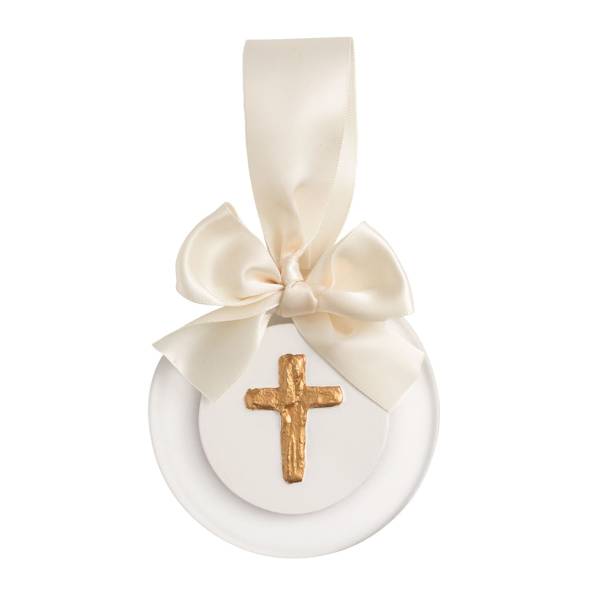 Cross Gold Intaglio Ornament, White and Gold