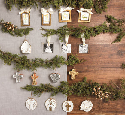 Baby Jesus Gold Ornament, White and Gold