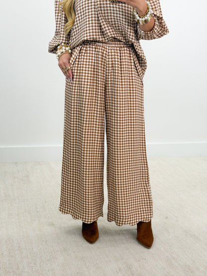 Umgee Checkered Wide Leg Pant