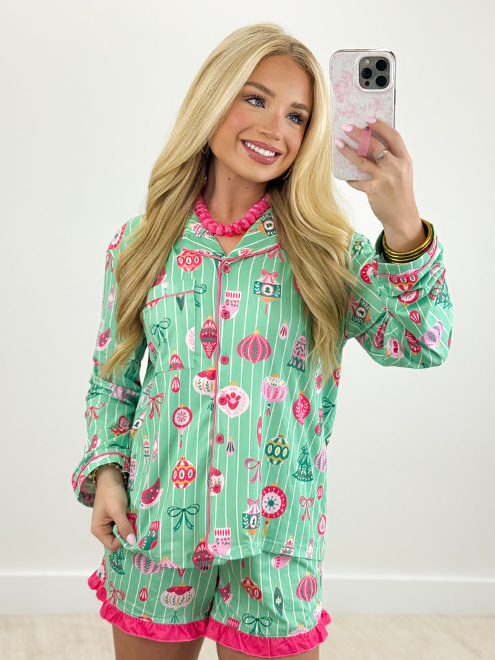 Jess Lea Decked In Ornamemts Ruffle Pajamas