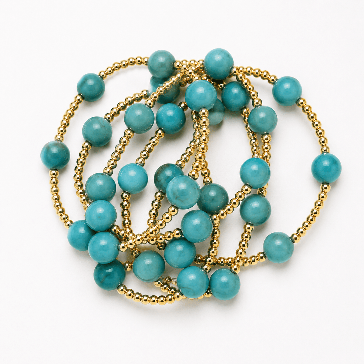 Five-row marble beaded bracelet