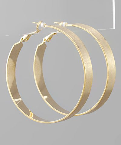 Flat round hoop earrings measuring 50mm across