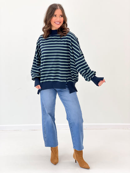 Hyfve Striped Mock Neck Sweatshirt