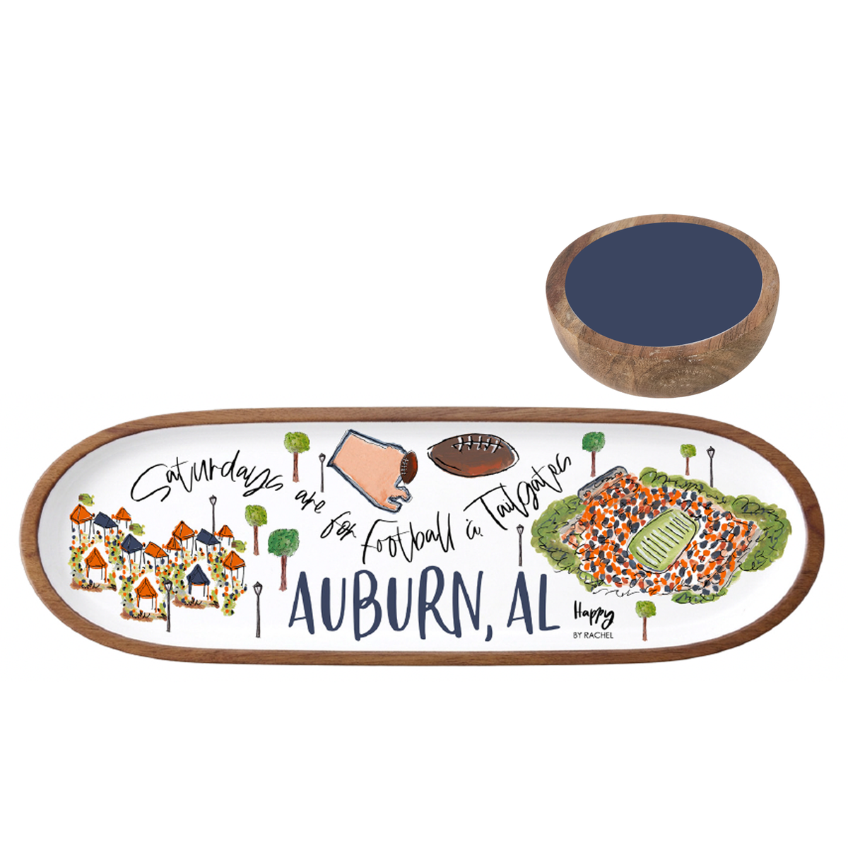 Happy by Rachel Auburn Tailgate Tray and Bowl Set