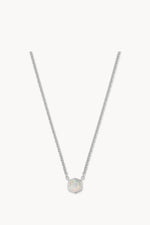 Kendra Scott Davie White Opal Pendant Necklace Silver