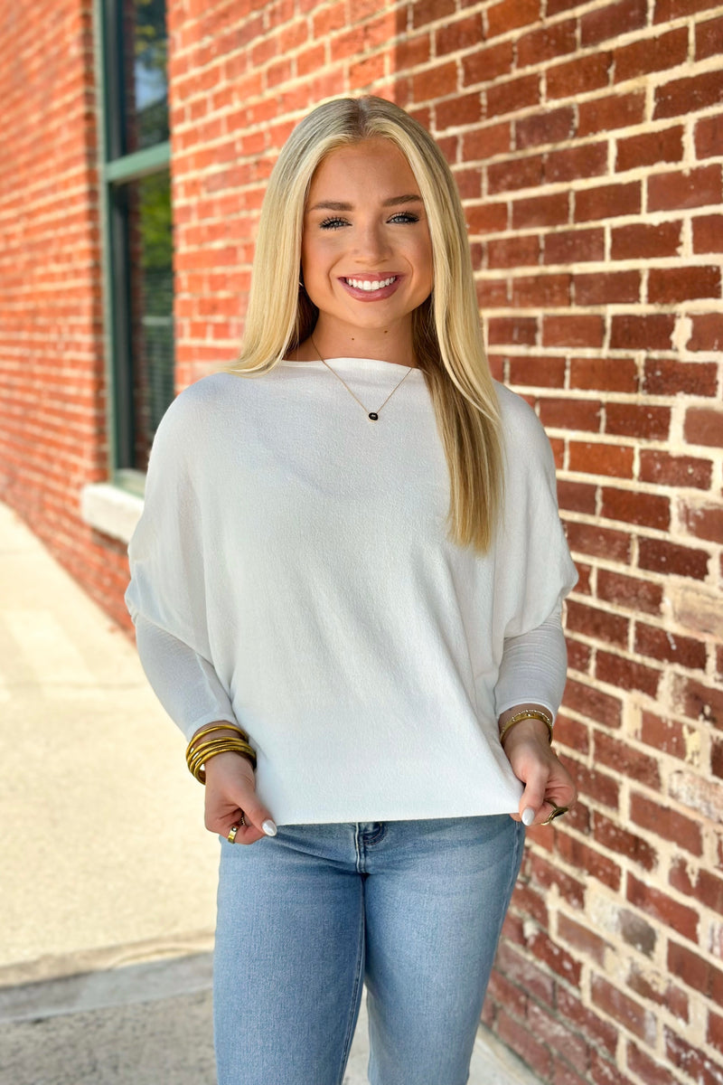 Ivory Off The Shoulder Dolman Tunic
