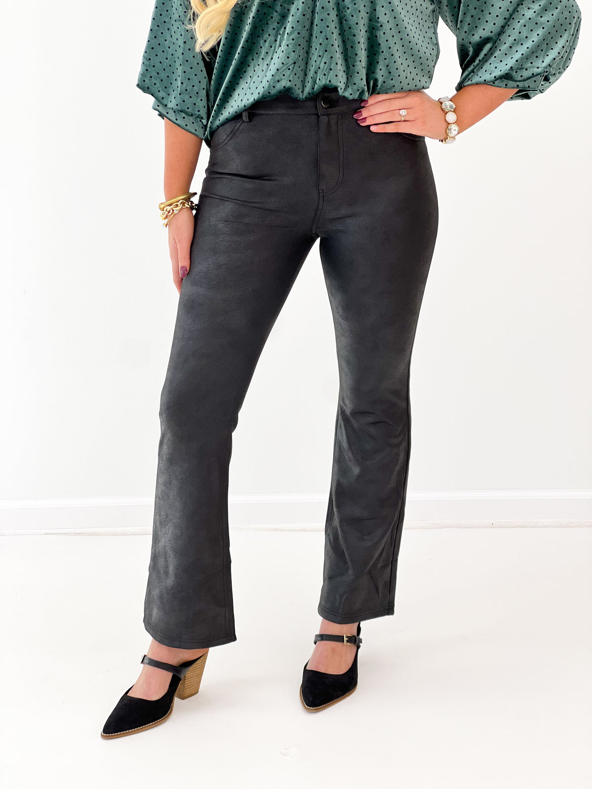 Gigio Faux Suede Bootcut Cropped Pants