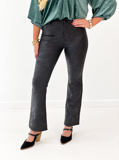 Gigio Faux Suede Bootcut Cropped Pants
