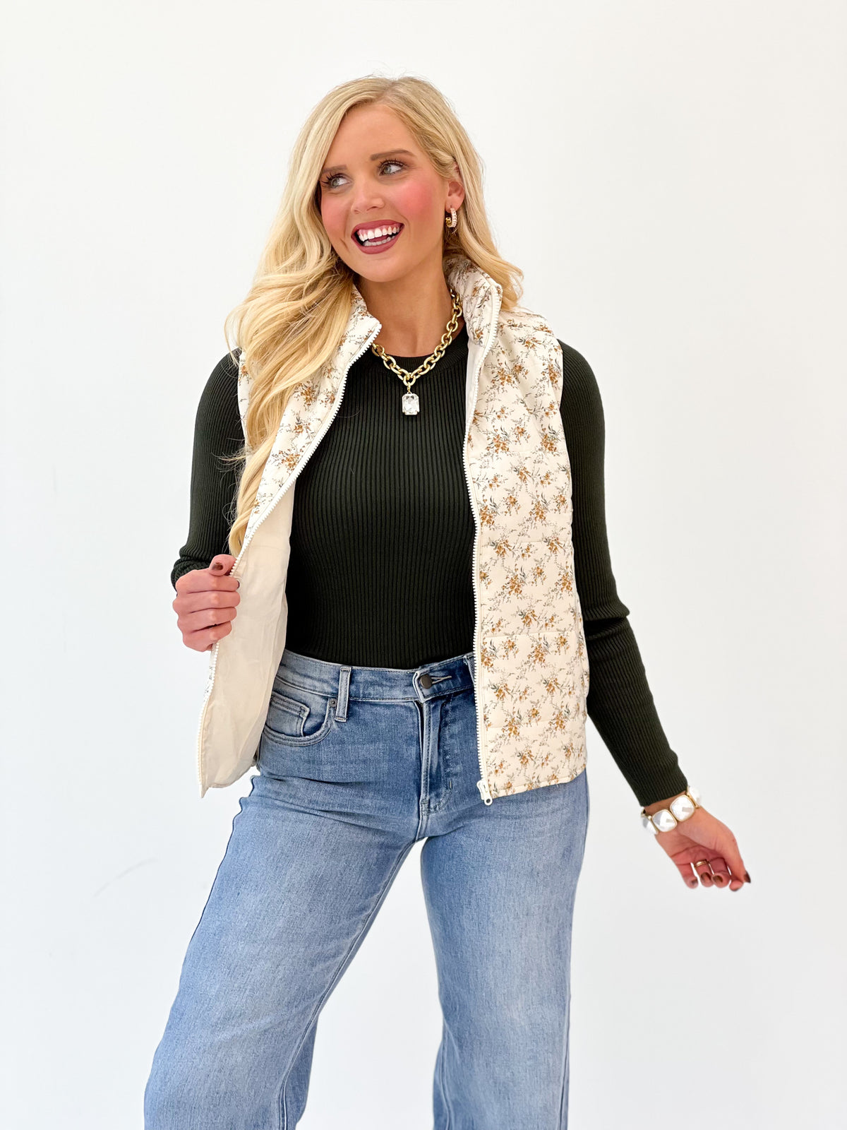 Staccatto Floral Puffer Vest