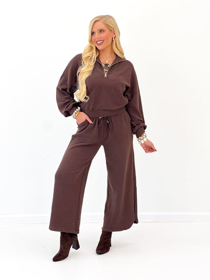 Gigio Textured Half Zip Pant Set