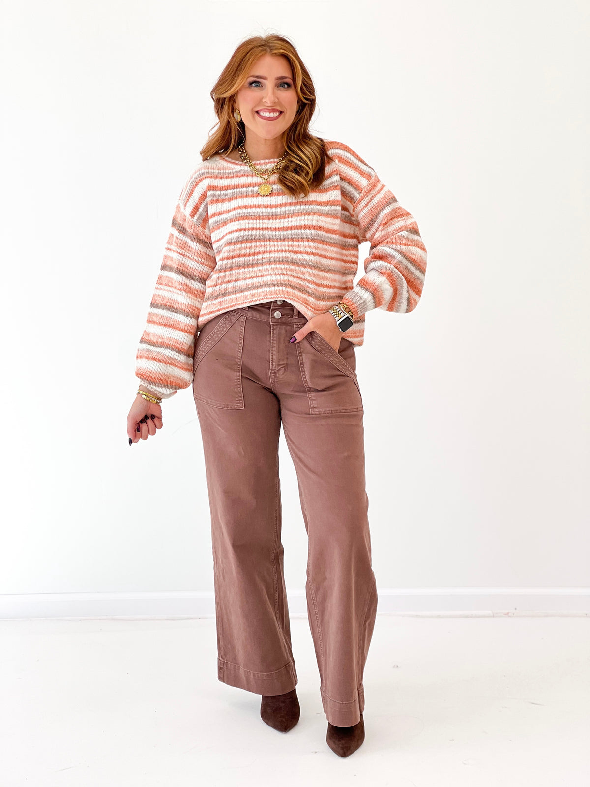 Mica Denim High Double Waistband Wide Leg Jeans